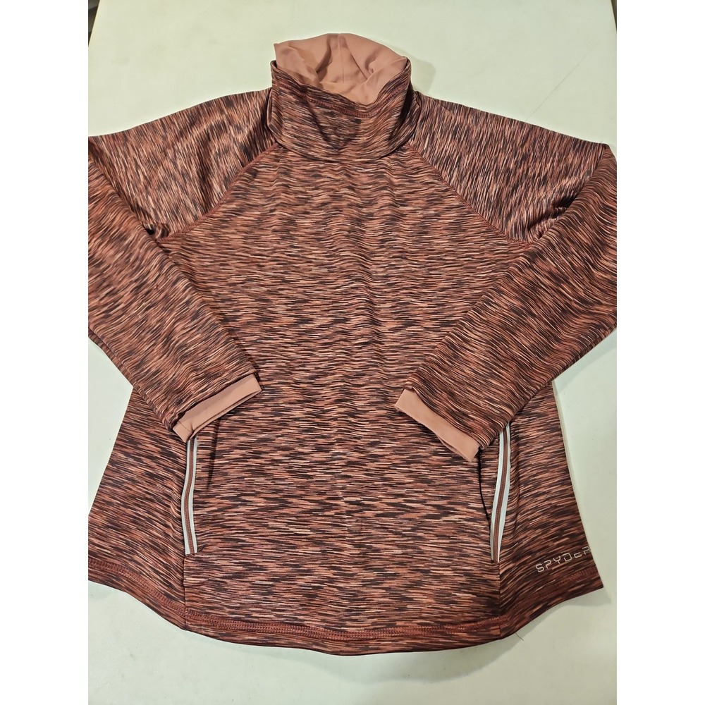 Spyder Pullover Space Dyed Front Zip Kangaroo Pockets Cozy Mock Neck (578